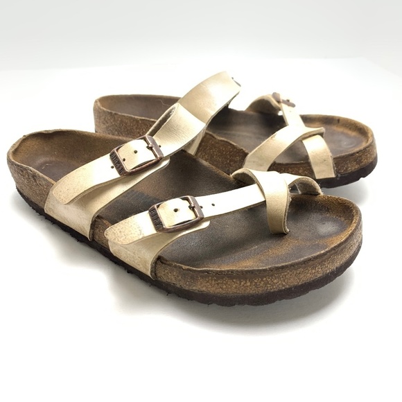 BIRKENSTOCK MAYARI Ivory Genuine Leather Sandals Slides Flip Flops Shoes 37 / 6 - Picture 1 of 16